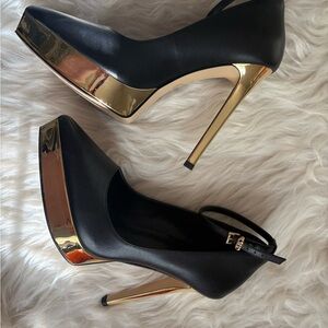 Elegant Black and Gold Women's Heels